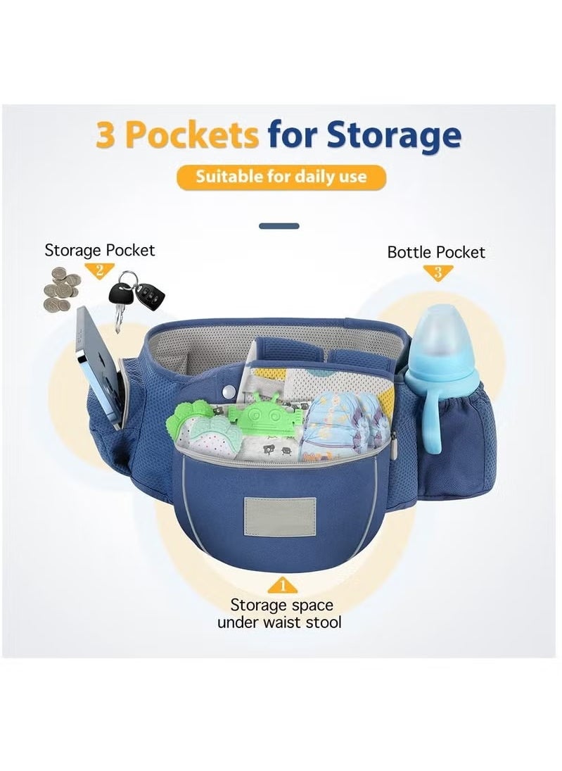 Gonice Multifunction Baby Strap, Baby Carrier with Hip Seat, Waist Stool for 0-36 Months Baby(Blue)  - Image 3