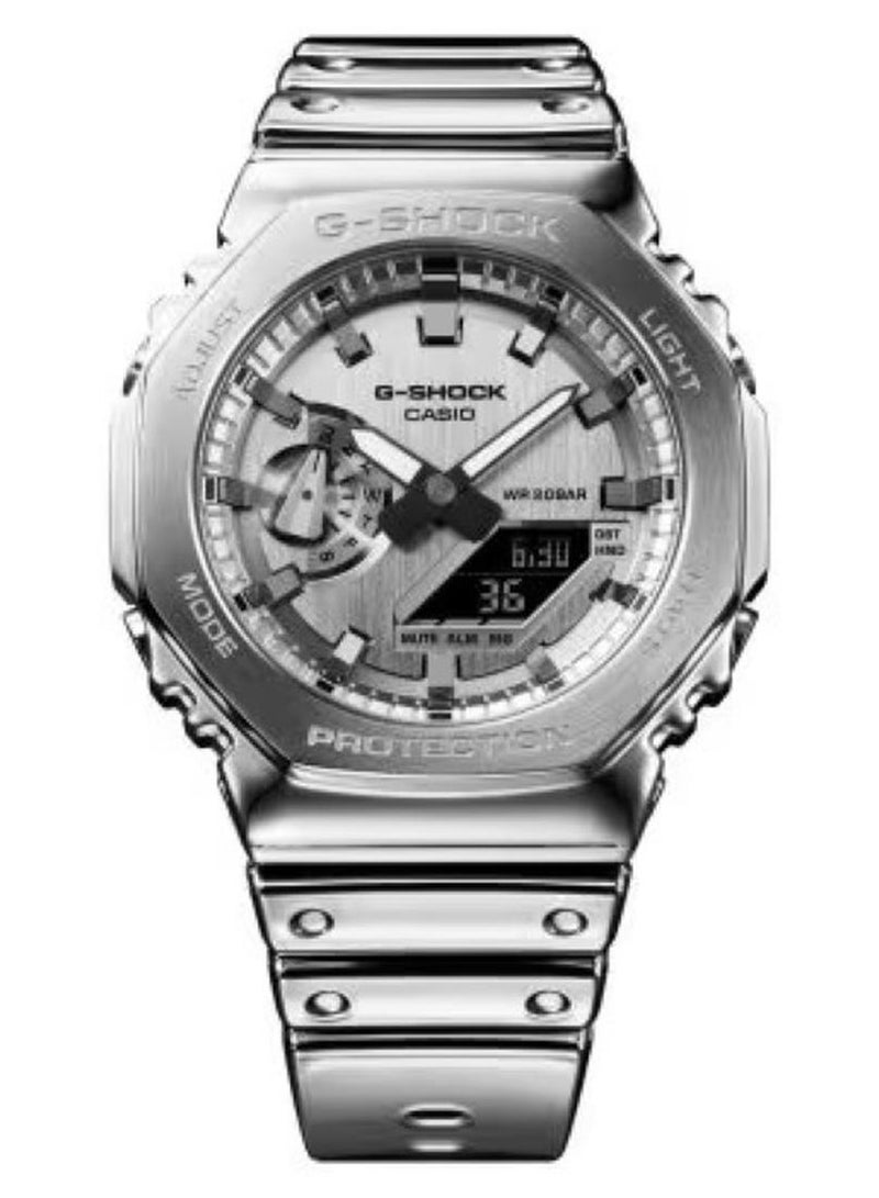 G-shock Men's Silver Bezel Watch with Metallic Silver Strap Watch GM-2100YM-8ADR - Image 1