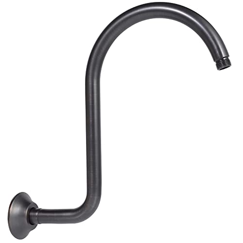 HAOXIN Bronze Shower Arm with Flange Brass 12 Inch Gooseneck Extension S Shaped Shower Arm High Arc Perfect For Fixed Rainfall Showerhead Replacement Part,Oil Rubbed Bronze,SA01B - Image 1
