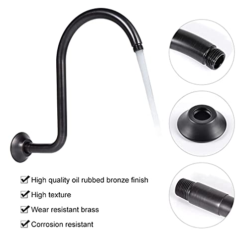 HAOXIN Bronze Shower Arm with Flange Brass 12 Inch Gooseneck Extension S Shaped Shower Arm High Arc Perfect For Fixed Rainfall Showerhead Replacement Part,Oil Rubbed Bronze,SA01B - Image 4