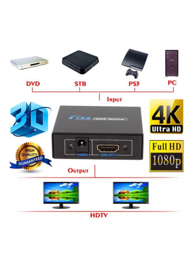 إسكدنيا موزع HDMI بمنفذين لجهاز بلايستيشن 3 أسود - Image 2