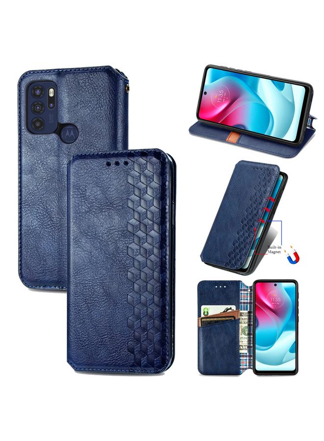 S-TOP Case For Motorola Moto G60S Cubic Grid Pressed Horizontal Flip Magnetic Leather Phone Case with Holder & Card Slots & Wallet - Image 1