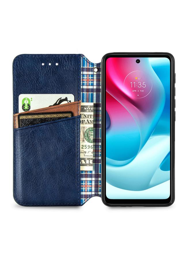 S-TOP Case For Motorola Moto G60S Cubic Grid Pressed Horizontal Flip Magnetic Leather Phone Case with Holder & Card Slots & Wallet - Image 3