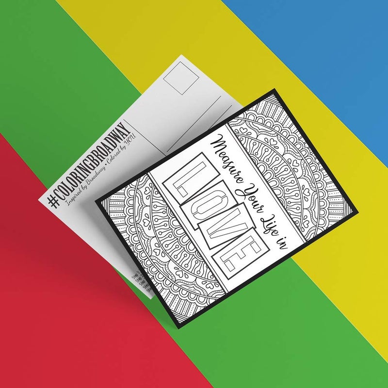 Coloring Broadway - RENT inspired Coloring Postcards (Set of 4) â€œNo Day But Todayâ€ Collection, Broadway Musical Merchandise, Matte Card Stock (5â€ x 7â€), Ideal Gift for a Broadway Theater Lover - Image 2