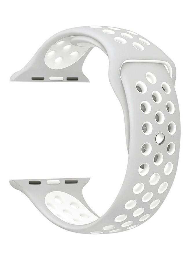 حزام بديل من السيليكون الناعم الرياضي لساعة Apple Watch5 / 6/7 42/44 / 45mm أبيض / فضي - Image 1