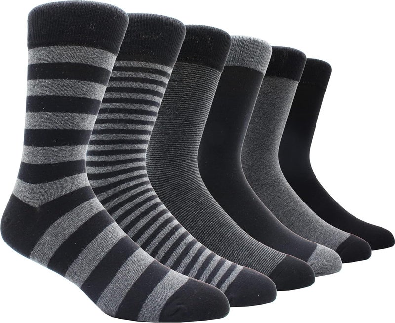 TOEJYJ Mens Fun Dress Socks, Pattern Funny Casual Socks Pack, Colorful Striped Cotton Novelty Socks Size 10-13 - Image 1
