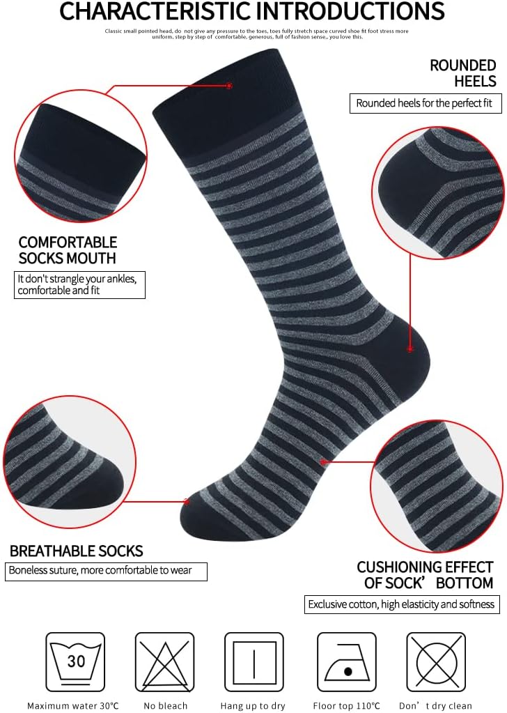 TOEJYJ Mens Fun Dress Socks, Pattern Funny Casual Socks Pack, Colorful Striped Cotton Novelty Socks Size 10-13 - Image 2