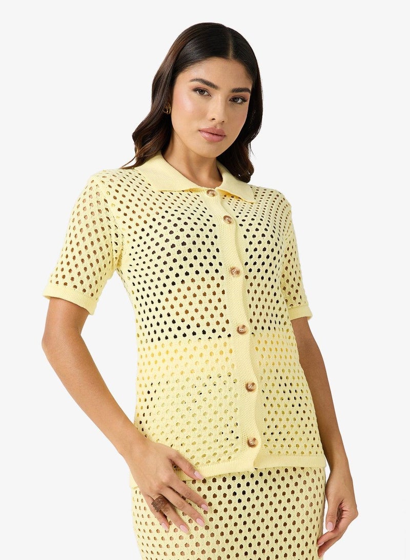 Ginger Crochet Button Down Shirt & Maxi Skirt Set - Image 2