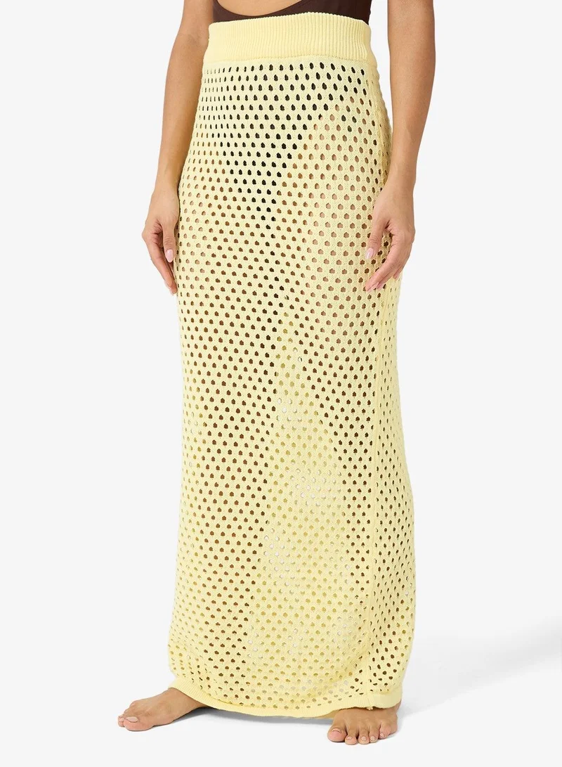 Ginger Crochet Button Down Shirt & Maxi Skirt Set