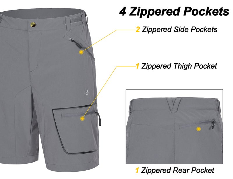 Little Donkey Andy Men's Lightweight Quick Dry Hiking Shorts Breathable Outdoor Cargo Shorts for Fishing Travel Casual Gray M - Image 3