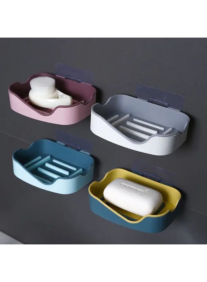 Pink Dual Compartment Soap Holder No Drill Wall Mounted Shower Bathroom Storage - Image 1