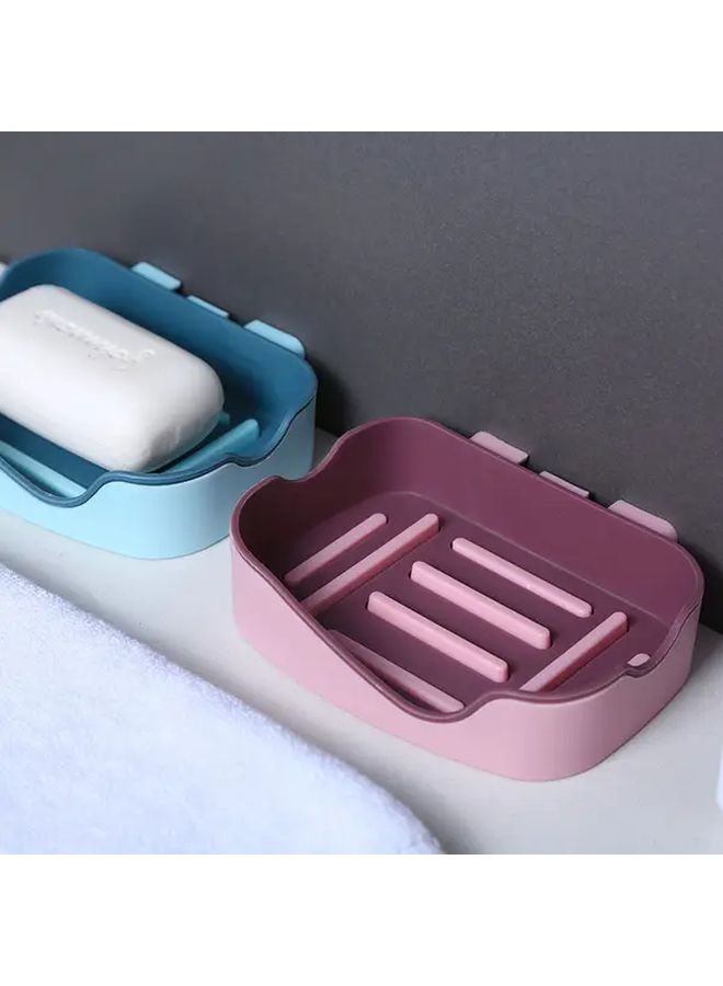 Pink Dual Compartment Soap Holder No Drill Wall Mounted Shower Bathroom Storage - Image 5