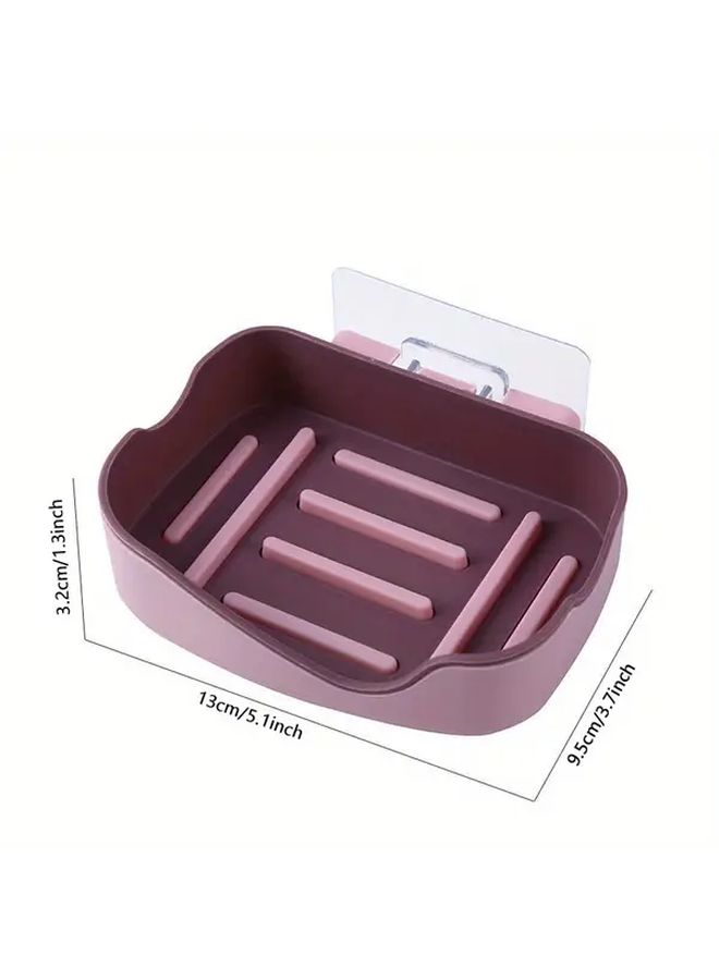 Pink Dual Compartment Soap Holder No Drill Wall Mounted Shower Bathroom Storage - Image 2