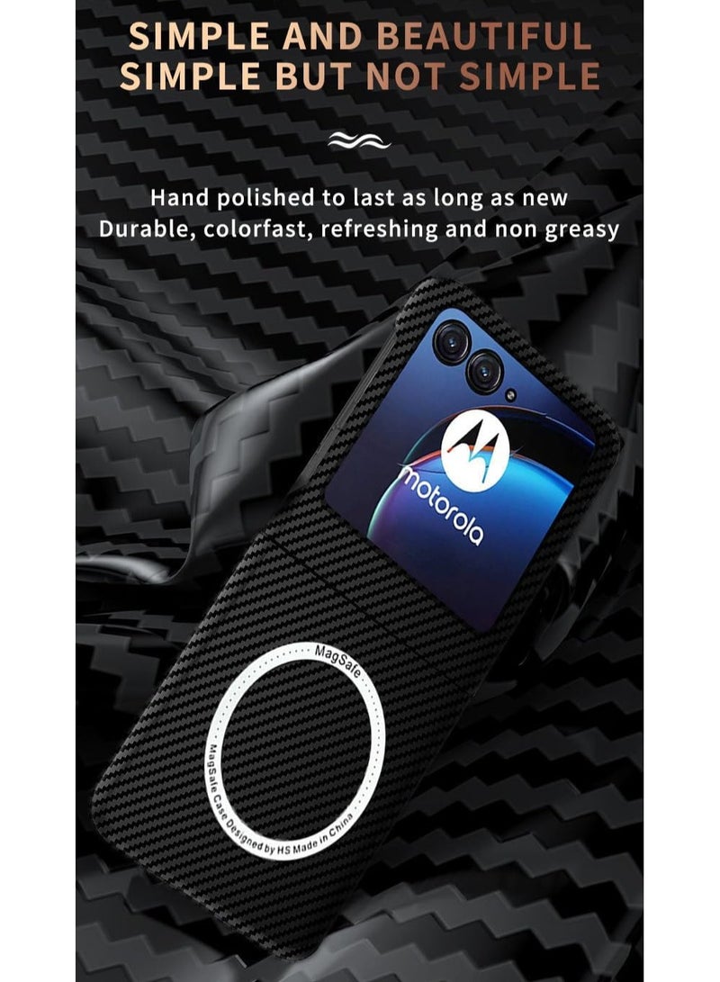 general Carbon Fiber Case for Moto Razr 50 Ultra - Magnetic Texture Ultra Thin Fashion Ultra Touch Feel Minimalist Anti-Scratch Anti-Shock Protective Case Cover - Image 3