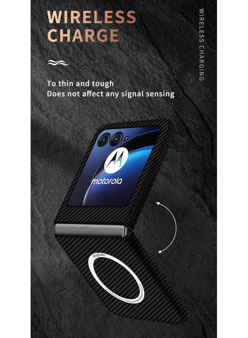 general Carbon Fiber Case for Moto Razr 50 Ultra - Magnetic Texture Ultra Thin Fashion Ultra Touch Feel Minimalist Anti-Scratch Anti-Shock Protective Case Cover - Image 4