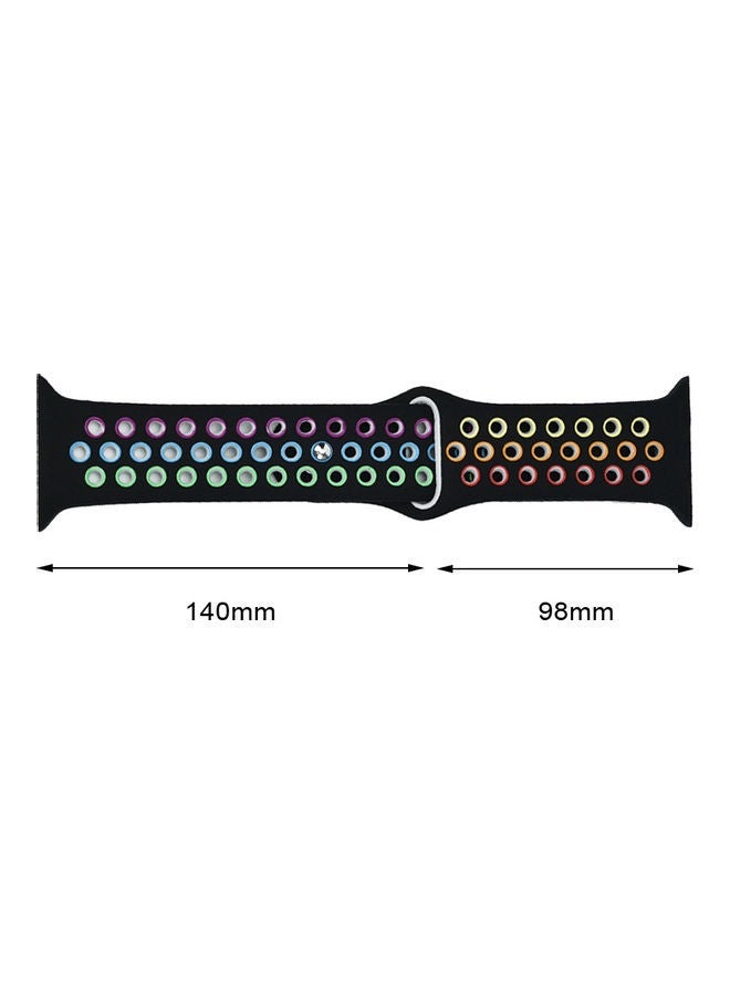 Silicone Watch Band Compatible With Apple 42 Mm 44 Sports Strap Replacement For Iwatch Series 1 2 3 4 5 Black - Image 2