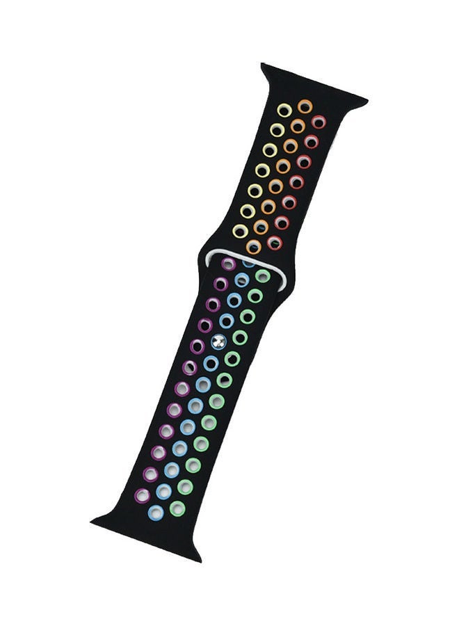 Silicone Watch Band Compatible With Apple 42 Mm 44 Sports Strap Replacement For Iwatch Series 1 2 3 4 5 Black - Image 1