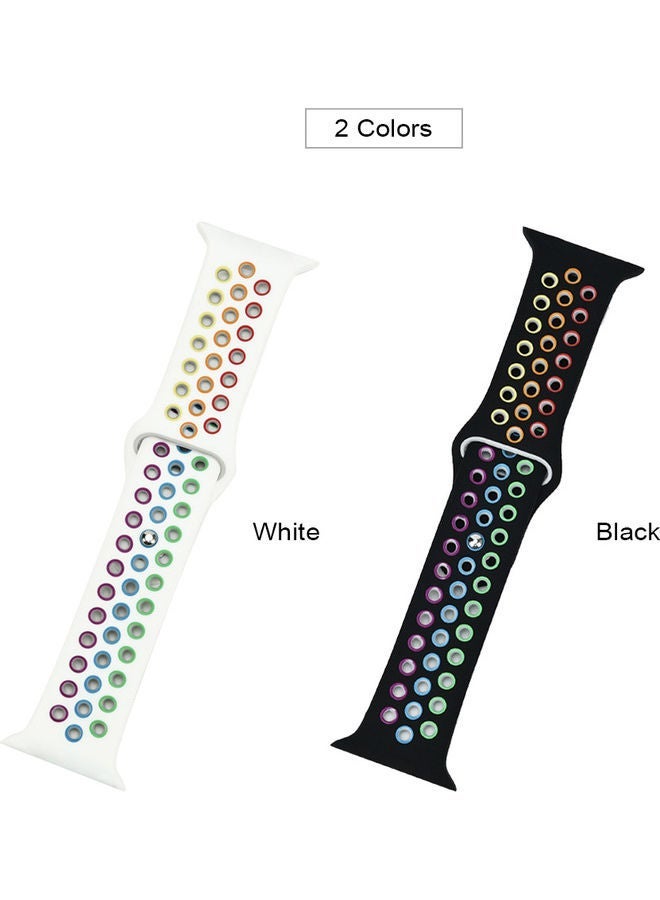 Silicone Watch Band Compatible With Apple 42 Mm 44 Sports Strap Replacement For Iwatch Series 1 2 3 4 5 Black - Image 3