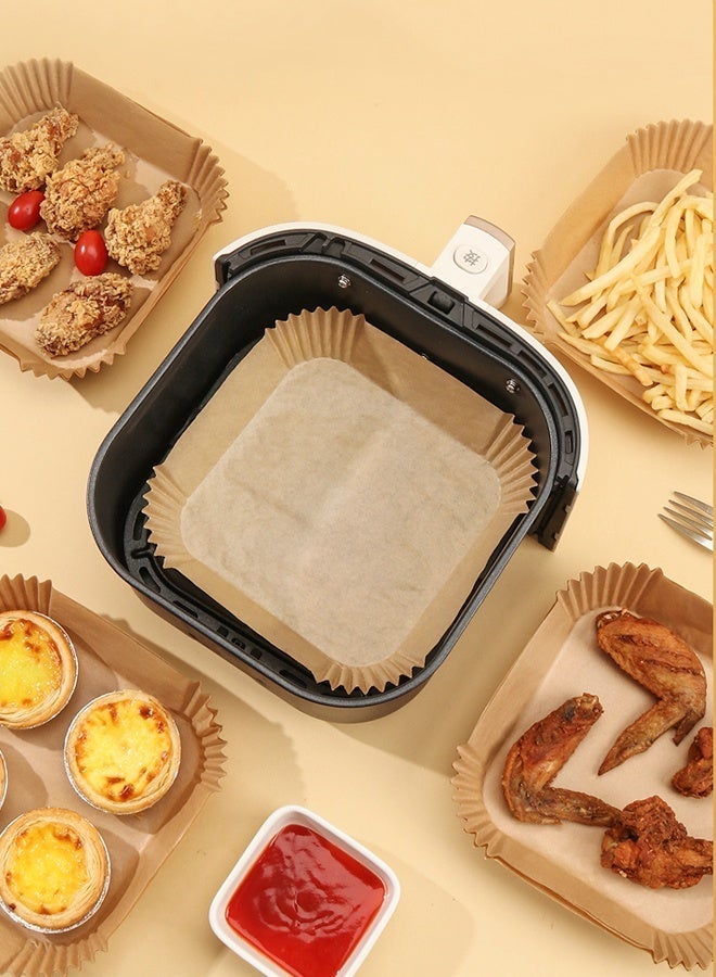 50 disposable paper liners for air fryer-food-grade parchment, oil-proof and waterproof square baking paper, used for baking microwave ovens (20cm/7.8in). - Image 2