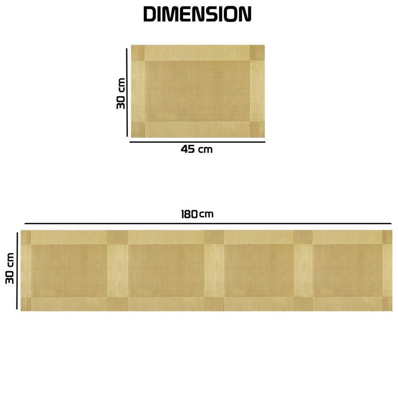 P Plus Fire Placemats with Table Runner Set Place Mats Heat Resistant Dining Place Mats Washable PVC Table Mats for Restaurant Table Protection for Wedding Holiday Set of 8 1 Runner Gold - Image 2