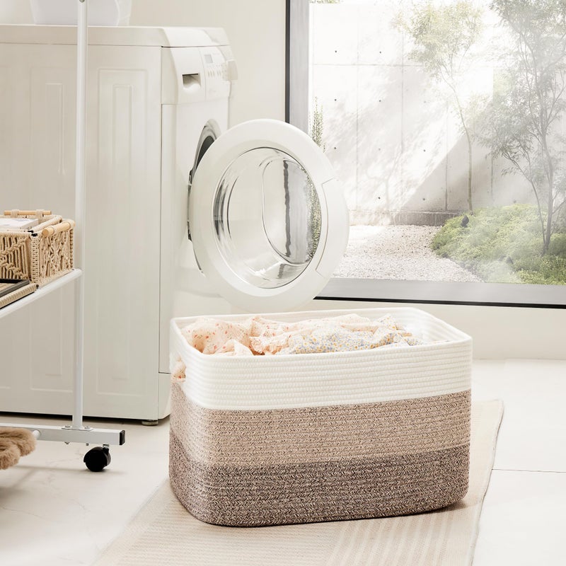 Artfeel Blanket Basket,Rectangle Woven Baskets for Storage,65L Laundry Basket for Decorative Nursery Blanket,Toys,Dirty Clothes and Magazine in Shelves,Baby Room,and Living Room - Image 3