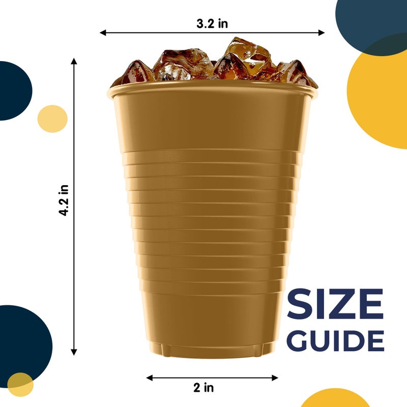 Exquisite Gold Party Cups - 50 Pack  12 oz Each | Perfect for Celebrations - Image 2