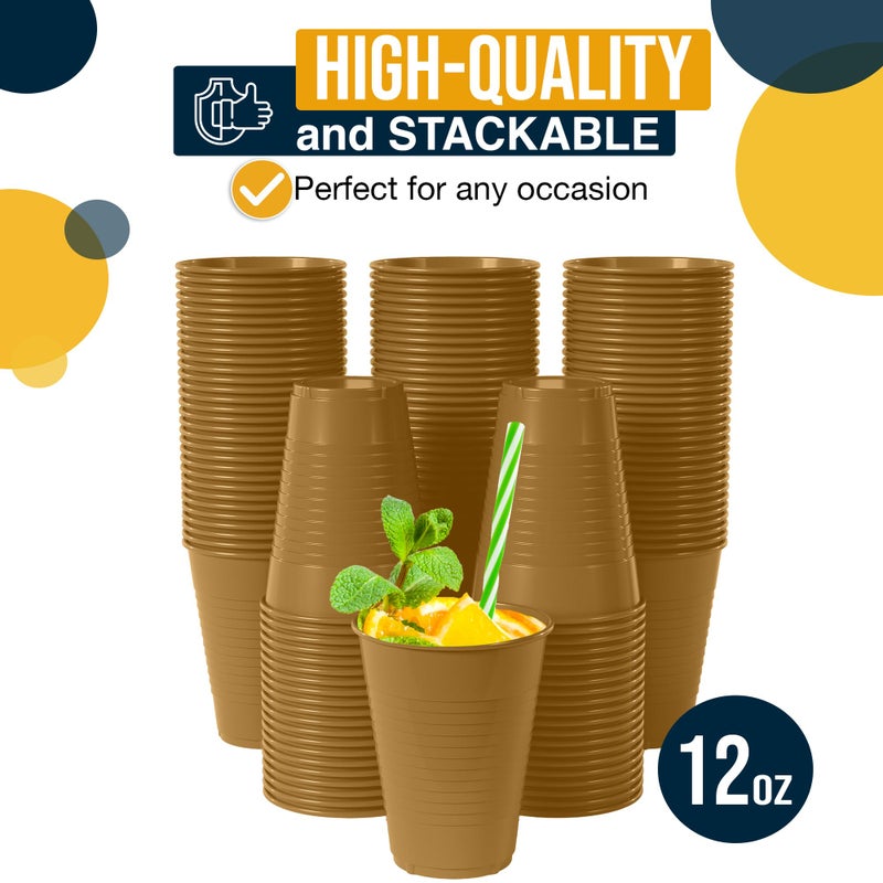 Exquisite Gold Party Cups - 50 Pack  12 oz Each | Perfect for Celebrations - Image 3