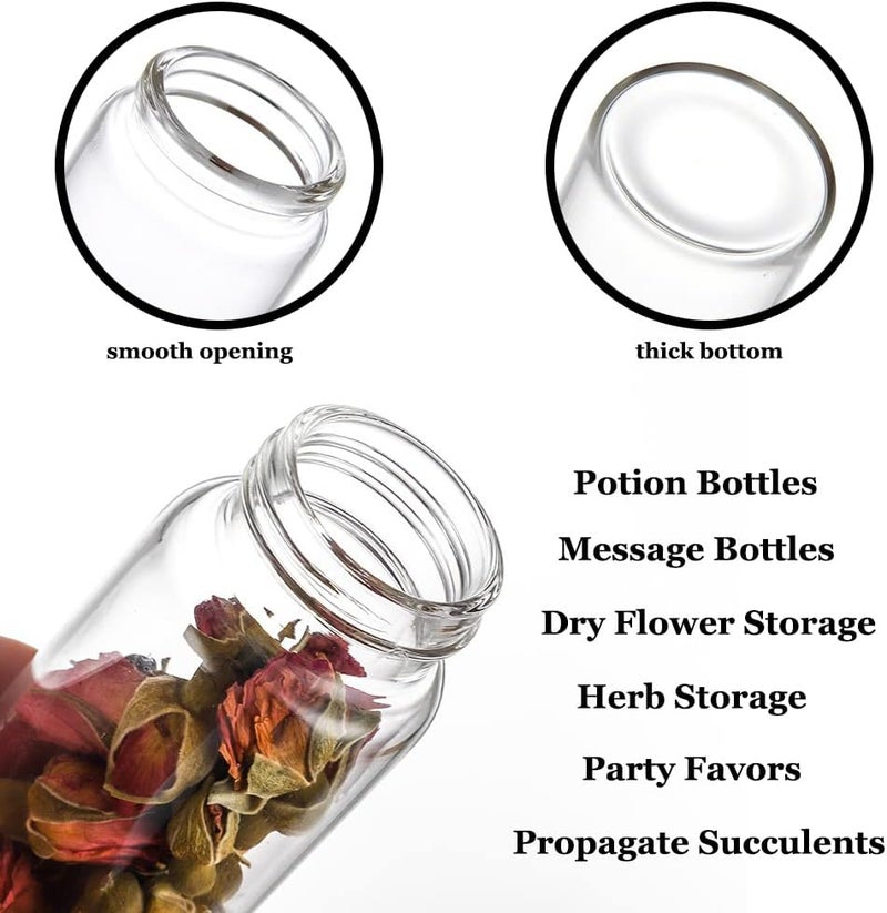 Danmu 70ml Small Glass Bottles, Mini Bottles, Jars with Wood Cork Stoppers, Wish Bottles, Message Bottles for Wedding Favors, Baby Shower Favors, DIY Craft 12 Pack 1.45" x 3.54" - Image 3