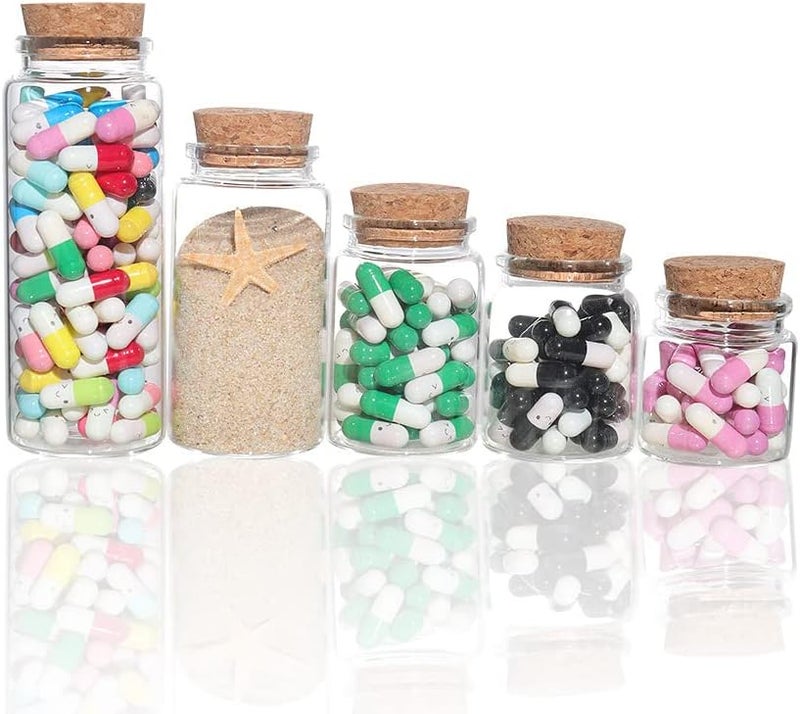 Danmu 70ml Small Glass Bottles, Mini Bottles, Jars with Wood Cork Stoppers, Wish Bottles, Message Bottles for Wedding Favors, Baby Shower Favors, DIY Craft 12 Pack 1.45" x 3.54" - Image 4