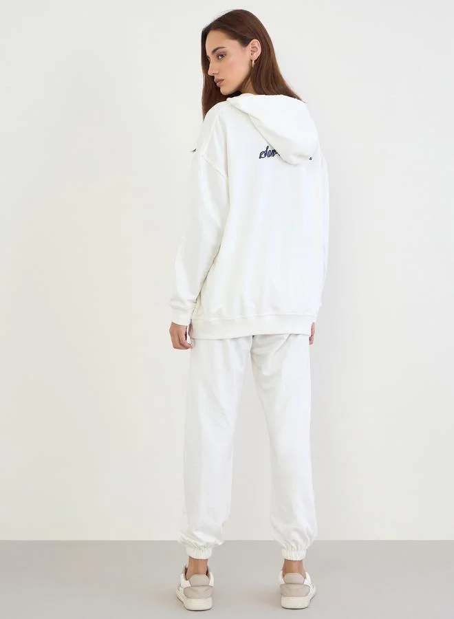 Styli Off White Off White Oversized Hoodie and Joggers Co-Ords for Women | Best Price UAE