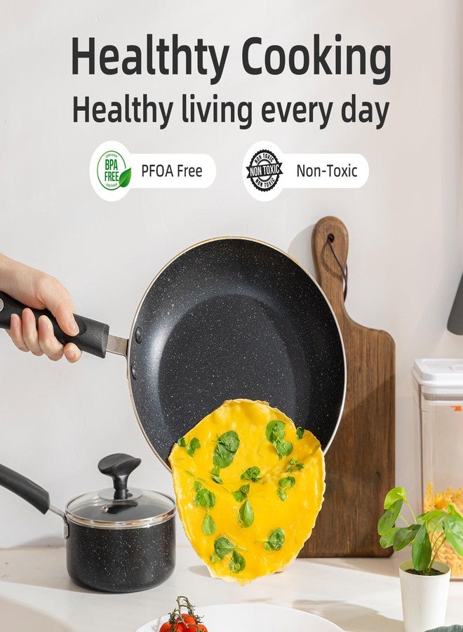 RATWIA Non Stick Kitchen Cookware 7-Piece Set, Non-Induction, Includes Pots and Pans, Black - Image 5