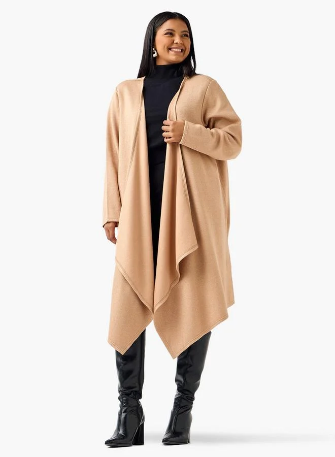 Ulla Popken Ulla Popken Relaxed Fit Longline Asymmetric Cardigan