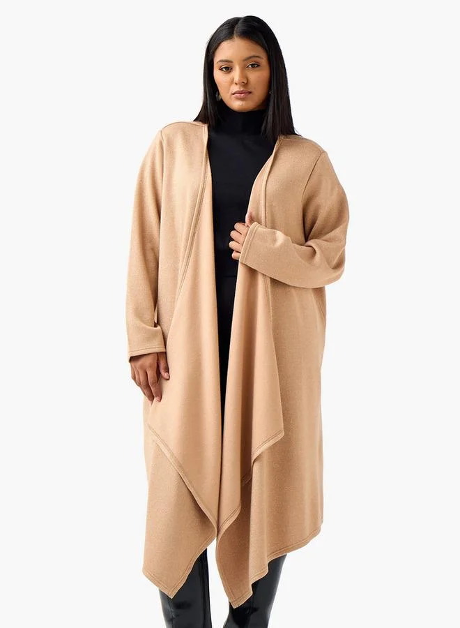 Ulla Popken Ulla Popken Relaxed Fit Longline Asymmetric Cardigan