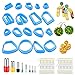 Yayatty Yayatty 126 PCS Polymer Clay Cutters Set, 18 Shapes Blue Clay Earring Cutters with Earrings Accessories, Clay Pattern  - Image 2