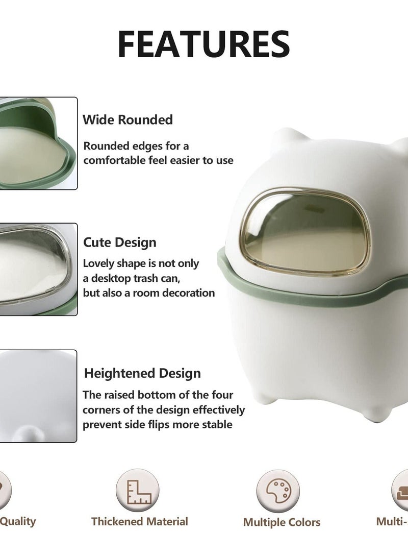 Mini Ninja Desktop Flip Trash Can, Cute Small Waste Basket with Lid - Suitable for Bathrooms, Kitchens, Offices, and Dressing Tables - Green.  - Image 3