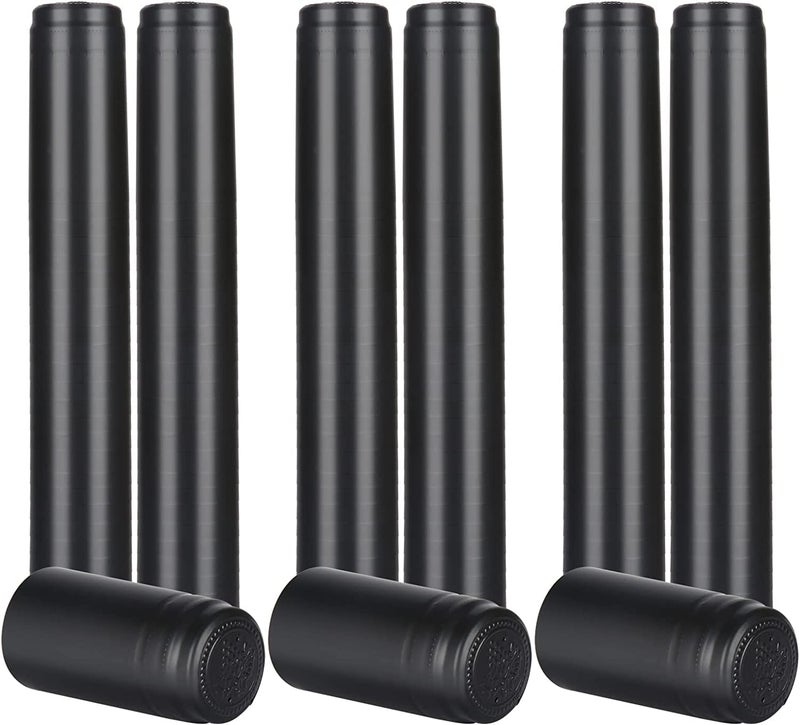 Teskal Pack of 50 Premium PVC Heat Shrink Capsules Elegant Matte Black Wine Shrink Wrap Wine Bottle Capsules Shrink Caps for Professional Winemaker Wine Making Cellars and Home Use All Black  - Image 1