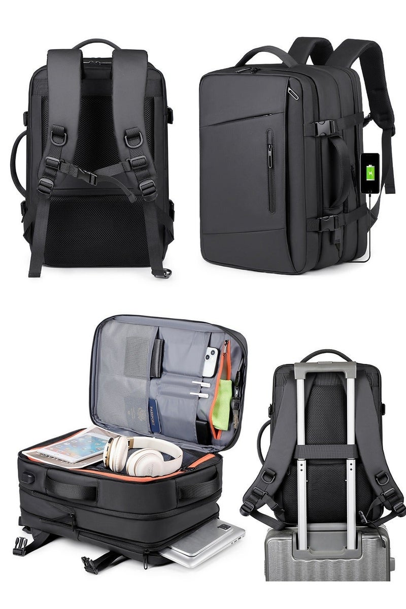 Travel Backpack For Men ,30L Expandable Extra Large Laptop Backpack, Carry On Backpack Airline Approved Water Resistant Business Suitcase Daypack Bag Fits 15.6 Inch Laptops, Travel Gifts for Men Women, Black - Image 1