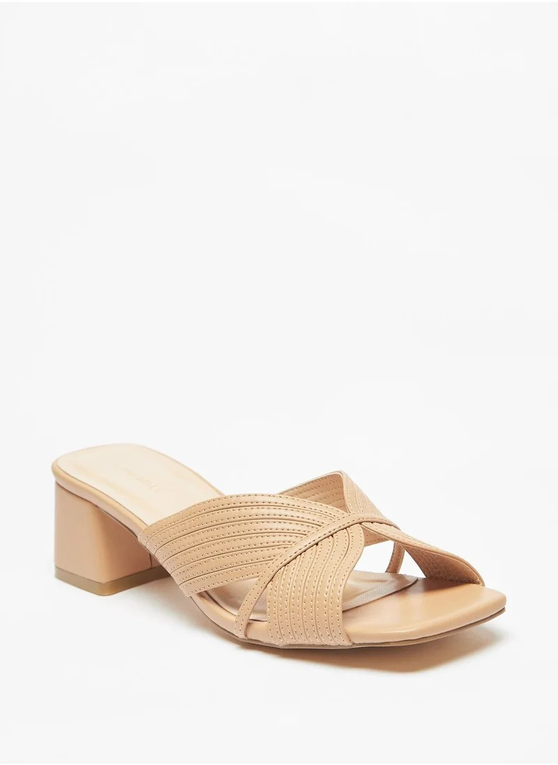 فلورا بيلا Textured Slip-On Sandals with Block Heels