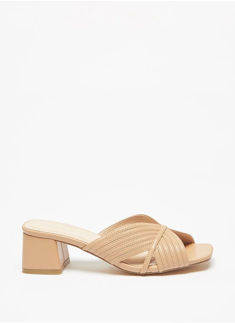 فلورا بيلا Textured Slip-On Sandals with Block Heels