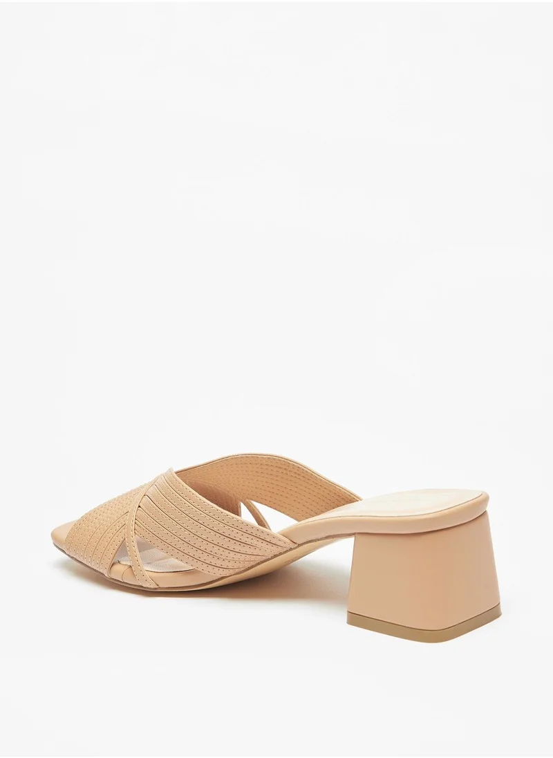 فلورا بيلا Textured Slip-On Sandals with Block Heels