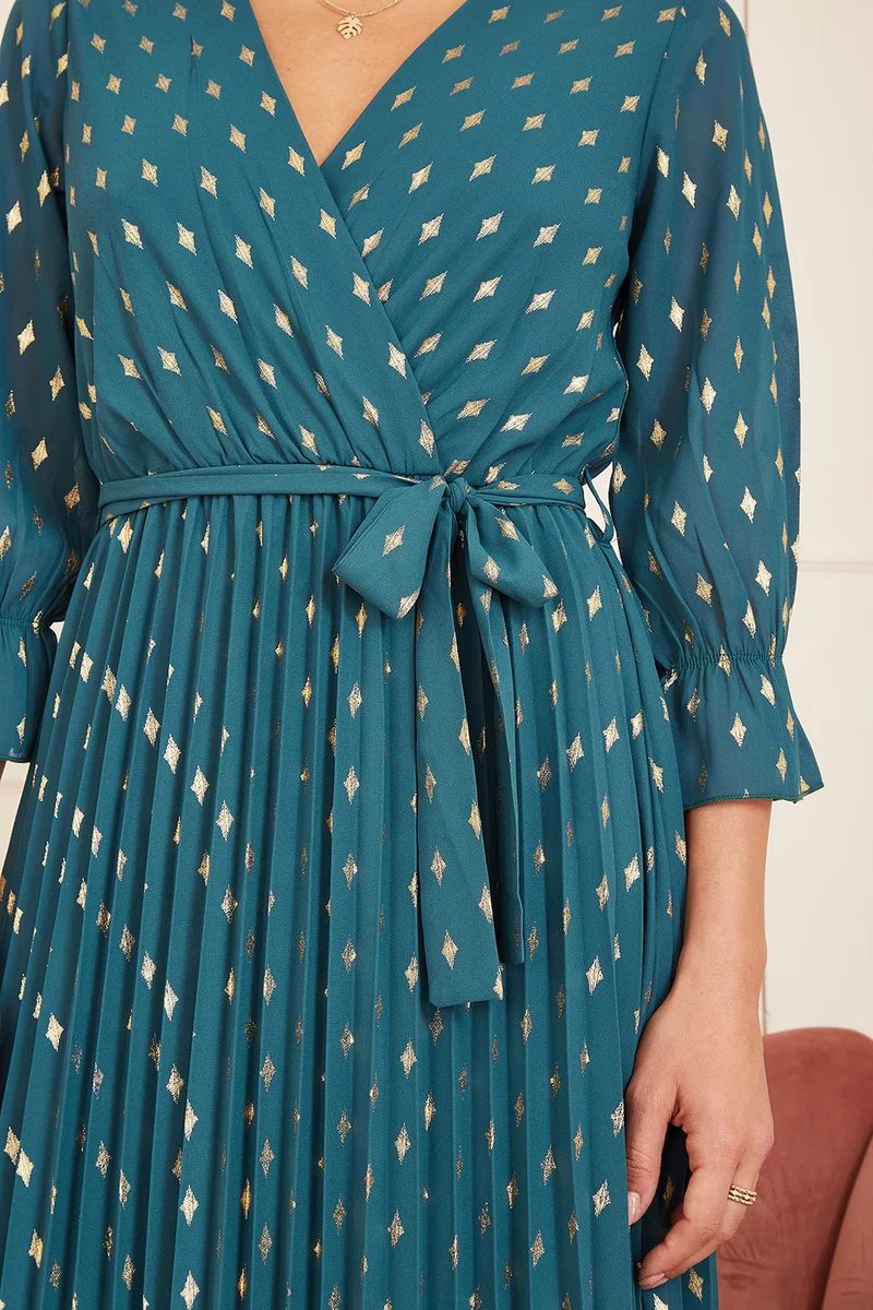 Yumi Pleated Wrap Dress