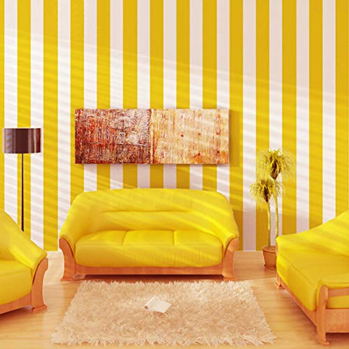 wolpin ملصقات حائط وولبين ورق حائط DIY للقاعة (45 × 500 سم)، تصميم عصري بخطوط عمودية للمكتب المنزلي، ملصقات لاصقة ذاتيًا، أصفر - Image 2