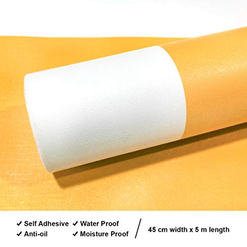 wolpin ملصقات حائط وولبين ورق حائط DIY للقاعة (45 × 500 سم)، تصميم عصري بخطوط عمودية للمكتب المنزلي، ملصقات لاصقة ذاتيًا، أصفر - Image 3