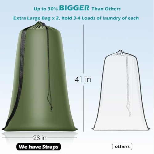 Coomee Heavy Duty Laundry Bag 2 Pack XL Nylon Laundry Bags with Straps Washable Large Dirty Clothes Organizer with Drawstring Closure Travel Washing Bag Fit a Laundry Hamper or Basket - Image 3