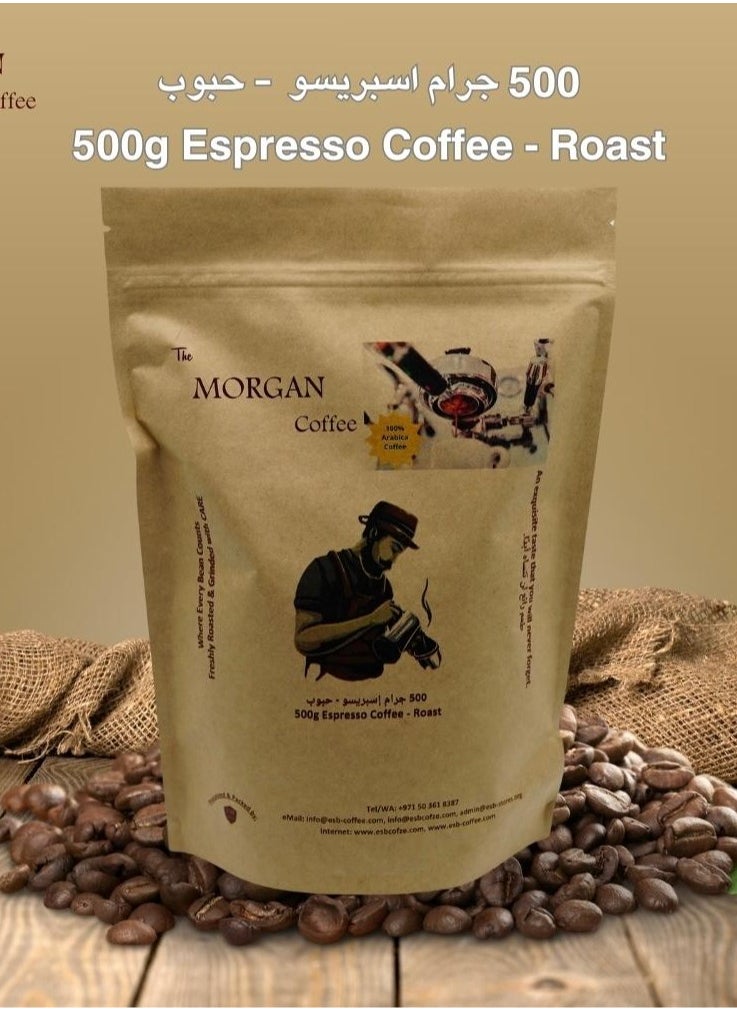 esb coffee - The Morgan Coffee ESPRESSO WHOLE COFFEE BEANS - 500g - Image 1