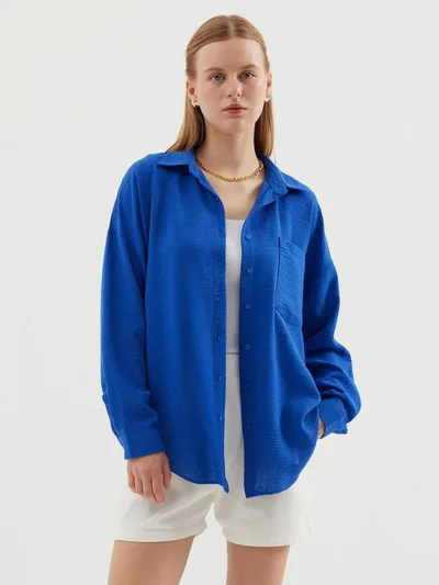 BIG DART BDART Linen Blended Shirt with Button Closure