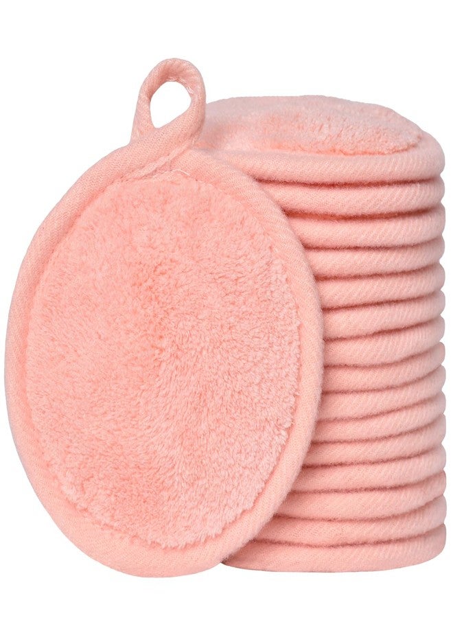 BloomSesame Reusable Makeup Remover Pads 16 Pack Microfiber Cleansing Facial Rounds Wipes Face, Eyes, Lips（3.5inch, coral） - Image 1