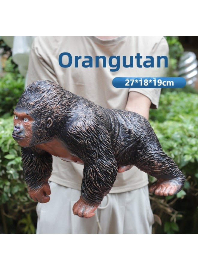 Children's Soft Glue Simulation Wild Animal Orangutan Elephant Forest Lion Tiger Model Garden Ornaments Doll Wholesale-Color:【poultry】big Rooster