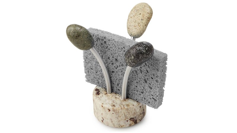 Sea Stones Natural Granite Sponge Holder with Aluminum Accents  Fast Drying Sponge System for ALL Sinks  Decorative Countertop Accessory for Kitchen Bathroom  Made in the USA by Sea Stones 