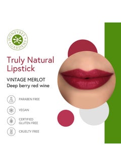 Honeybee Gardens Truly Natural Long Lasting Lipstick Vintage Merlot (Matte Deep Berry Red Wine) Naturally Hydrating & Nourishing Vegan Gluten Free & Cruelty Free 0.13 Oz / 3.8 G  - Image 3